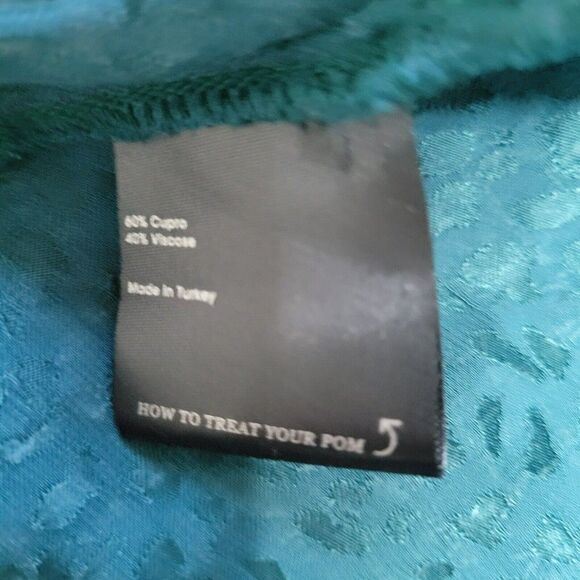 POM AMSTERDAM Teal Midi Dress Sz 4 Relaxed Fit High Neck Long Sleeve Lagenlook - Picture 11 of 11